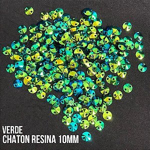 CHATON RESINA 10MM HBFM 2403 VERDE AB 1000PCS