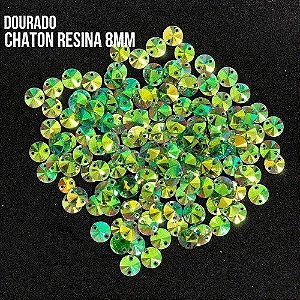 CHATON RESINA 8MM HBFM 2402 DOURADO AB 2000PCS