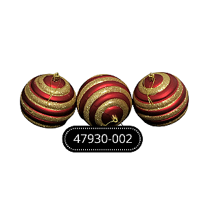 KIT BOLA DECORATA NATALINA 10CM C/3 UNIDADES