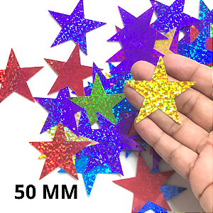 PAETE ESTRELA HOLOGRÁFICO MULTICOR 50 MM