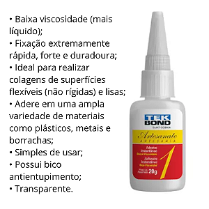 ADESIVO INSTANTÂNEO PARA ARTESANATO C/20G