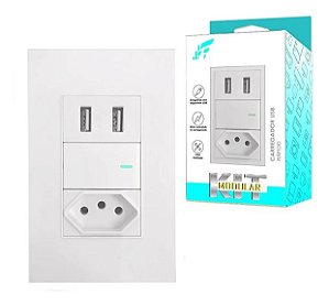 Tomada Interruptor USB de Parede JWCOM Universal 2.1A 5V