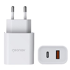 Carregador USB-A e USB-C Ultrarrápido PD 20W + QC 3.0 18W