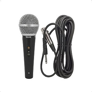Microfone Profissional Dinâmico Metal P10 Fio 5m Tomate