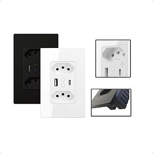 Tomada Inteligente WI-Fi + BLE Dupla 10A Entrada USB/USB-C