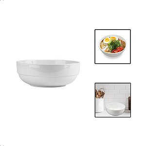 Tigela Bowl 700ml Melamina Branca Cumbuca Caldo Sopa Salada