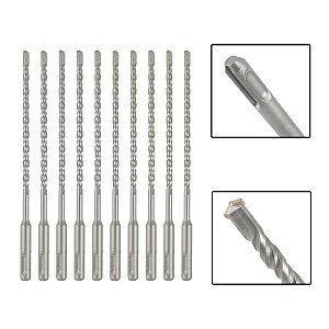 Jogo 10 Brocas SDS Plus 6X160 mm Aço Carbono Tungstênio