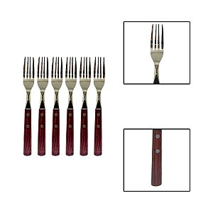 Kit 6 Garfos Linha Legna Aço Inox Madeira