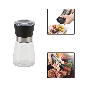 Moedor Sal Pimenta Temperos Especiarias Manual Vidro Inox