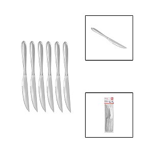 Kit 6 Facas De Mesa Aço Inox Jogo Talheres