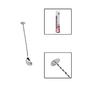 Colher Bailarina C/ Ponteira Disco Inox Drinks Sucos Coquetéis
