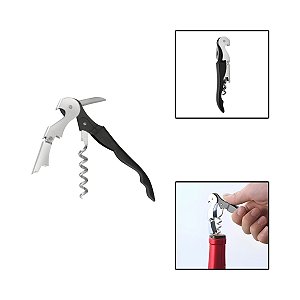 Abridor Saca Rolhas Garrafa Vinho 2 Estágios Inox Metal