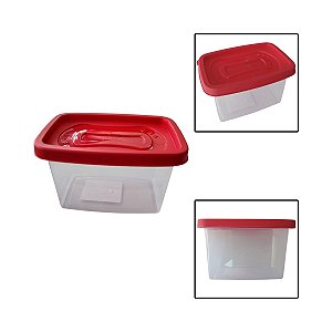 Pote Retangular Com Tampa Clic 430ML