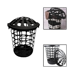 Cesto Telado Preto Para Roupas 51 L
