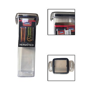 Porta Mantimentos Quadrado Trava Mais Cristal 1,6L