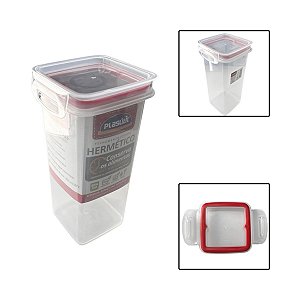 Porta Mantimentos Hermético Quadrado Trava Mais 1,24L