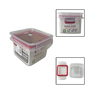 Porta Mantimentos Hermético Quadrado Trava Mais 380ML