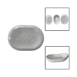 Saboneteira com Escorredor e Tampa para Banheiro e Pia