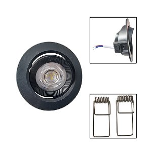 Spot Led 5W Preta De Embutir Redonda Luz Branca Fria