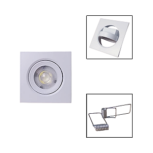 Spot Led 5W Branca De Embutir Quadrada Luz Branca Fria