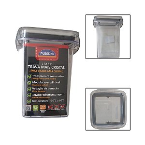 Porta Mantimentos Quadrado Trava Mais Cristal 830ML