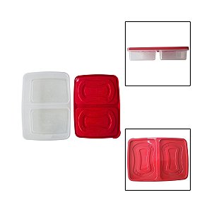 Pote Retangular Com Tampa Clic 2 Divisórias 1,1L