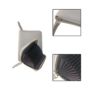 Porta Cartões Sanfonado com Zíper 11 Compartimentos