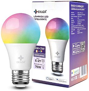 Lâmpada LED Inteligente EKAZA Wi-Fi 10W BRANCO 3W RGB