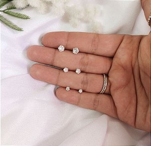Brincos Trio de brincos redondos em prata 925