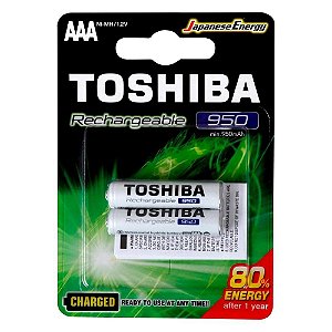 PILHA RECARREGAVEL TOSHIBA AAA 950MAH COM 2 PILHAS