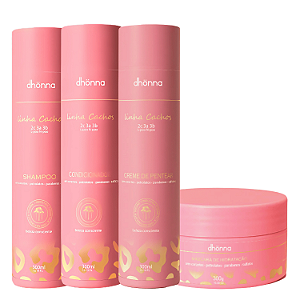 Kit Cachos Shampoo, Condicionador, Creme de Pentear e Máscara - Dhonna | Ideal para Cachos Definidos e Hidratados