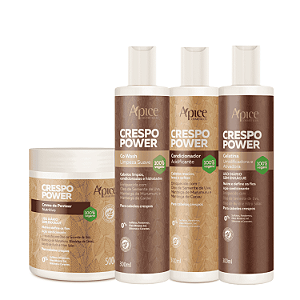 Kit Crespo Power Co Wash, Condicionador, Creme e Gelatina - Apice | Limpeza Suave e Definição Com Brilho