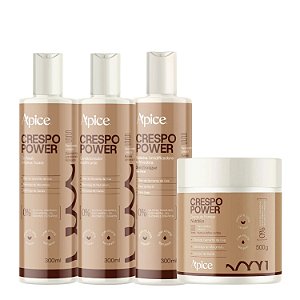 Kit Crespo Power Co Wash, Condicionador, Creme e Gelatina - Apice | Limpeza Suave e Definição Com Brilho