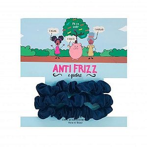 Xuxinhas de Cetim Azul Marinho 3un - Anti Frizz