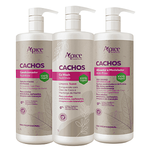 Kit Cachos Co-Wash, Condicionador e Ativador 1L - Apice | Limpeza Suave, Hidratação e Finalização