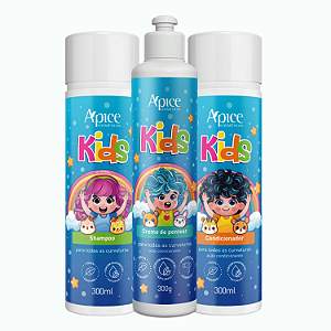 Trio Kids Shampoo, Condicionador e Creme de Pentear 300mL - Apice Cosmeticos