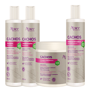 Kit Cachos Nutritivo Completo - Apice | Para Cabelos Cacheados e Ondulados, Hidratação + Definição + Brilho