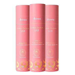 Trio Cachos Shampoo, Condicionador e Gel Creme - Dhonna | Trio Ideal para Cachos Definidos e Hidratados