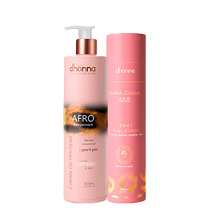 Duo Mix Creme de Pentear Afro 3ABC e Gel Creme Cachos 300mL - Dhonna | Cachos Sem Frizz e com Brilho Intenso