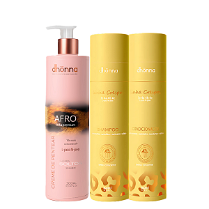 Trio Crespos Shampoo, Condicionador e Creme de Pentear 4abc Afro 300mL - Dhonna |Limpeza, Hidratação e Definição Premium