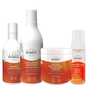 Kit Restauração Nutritiva Shampoo, Máscara 500g, Condicionador e Mousse - BetoBita  | Hidratação e Reparação Completa