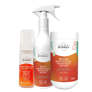 Trio Spray,  Máscara e Mousse Restauração Nutritiva - BetoBita | Nutrição Profunda e Finalização Perfeita