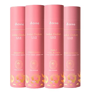 Kit Cachos Dhonna | Limpeza, Hidratação, Nutrição e Definição em 4 Produtos