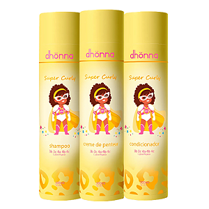 Trio Shampoo, Condicionador e Creme de Pentear Super Curly - Dhonna | Cachinhos macios, brilhantes e sem ressecamento