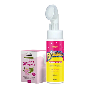 Kit Pele Radiante: Óleo de Rosa Mosqueta 10ml e Sabonete Facial Mousse Tutti Frutti Beautyloo 150ml - Face Beautiful