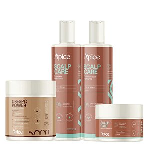 Kit Shampoo, Condicionador e Máscara Scalp Care + Creme Crespo Power - Apice | Crescimento Capilar e Definição Duradoura