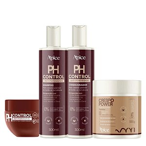 Kit PH Control + Creme Crespo Power 500g - Ápice | Nutrição Intensa e Finalização Duradoura