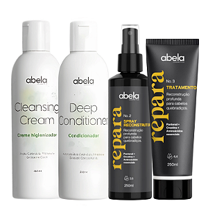 Kit Completo Reconstrução Capilar – Abela Cosmetics | Cleansing Cream,  Deep Conditioner, Spray Repara, Máscara Repara