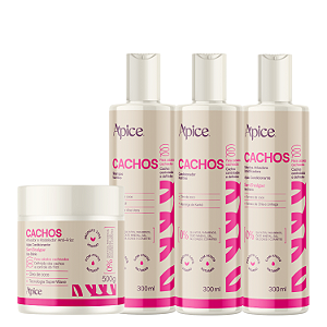 Kit Shampoo, Condicionador, Ativador de Cachos e Gelatina Essence – Apice | Hidratação Profunda e Nutrição com Brilho e