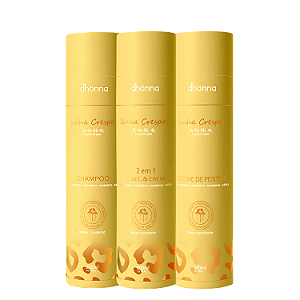 Kit Crespos Shampoo, Creme de Pentear e Gel Creme Dhonna | Limpeza e Definição com Brilho em 3 Produtos